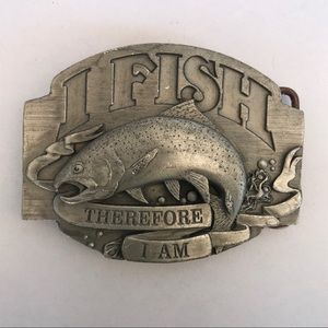Vintage “I Fish, Therefore I Am” belt buckle